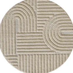 Muratap Rond Modern Japandi Vloerkleed - Beige - Boho Scandinavisch - Ø200 cm Laagpolig