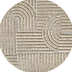 Vloerkleden|Laagpolige Vloerkleden-Muratap Rond Modern Japandi Vloerkleed - Beige - Boho Scandinavisch - Ø160 cm Laagpolig
