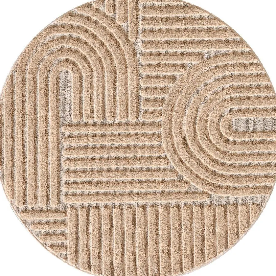 Muratap Rond Modern Japandi Vloerkleed - Roze - Boho Scandinavisch - Ø160 cm Laagpolig