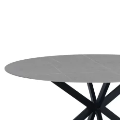 Industriële Eettafels|Ronde Eettafels-Dimehouse Ronde eettafel Yuna Ø150 cm marmerlook grijs - Stoneware - Grijs