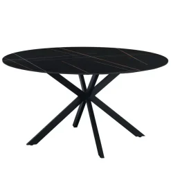 Dimehouse Ronde eettafel Yuna Ø150 cm marmerlook zwart - Stoneware - Zwart