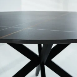 Dimehouse Ronde eettafel Yuna Ø150 cm marmerlook zwart - Stoneware - Zwart