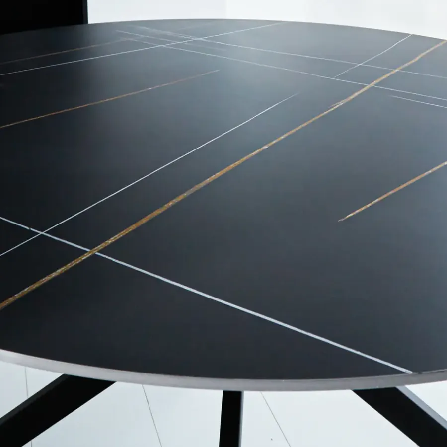 Dimehouse Ronde eettafel Yuna Ø150 cm marmerlook zwart - Stoneware - Zwart