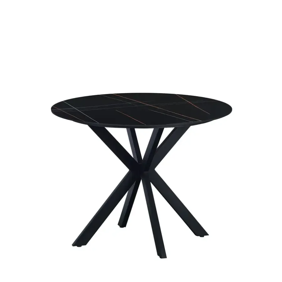 Dimehouse Ronde eettafel Yuna Ø150 cm marmerlook zwart - Stoneware - Zwart