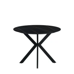 Dimehouse Ronde eettafel Yuna Ø150 cm marmerlook zwart - Stoneware - Zwart