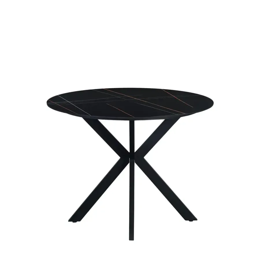 Dimehouse Ronde eettafel Yuna Ø150 cm marmerlook zwart - Stoneware - Zwart