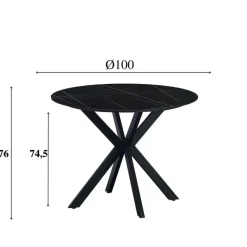 Dimehouse Ronde eettafel Yuna Ø150 cm marmerlook zwart - Stoneware - Zwart