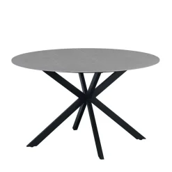 Dimehouse Ronde eettafel Yuna Ø130 cm marmerlook grijs - Stoneware - Grijs