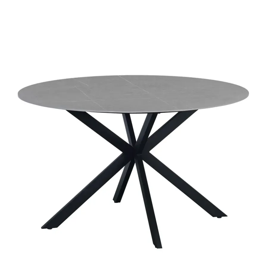 Dimehouse Ronde eettafel Yuna Ø130 cm marmerlook grijs - Stoneware - Grijs