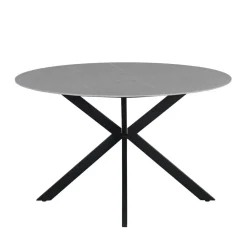 Dimehouse Ronde eettafel Yuna Ø130 cm marmerlook grijs - Stoneware - Grijs