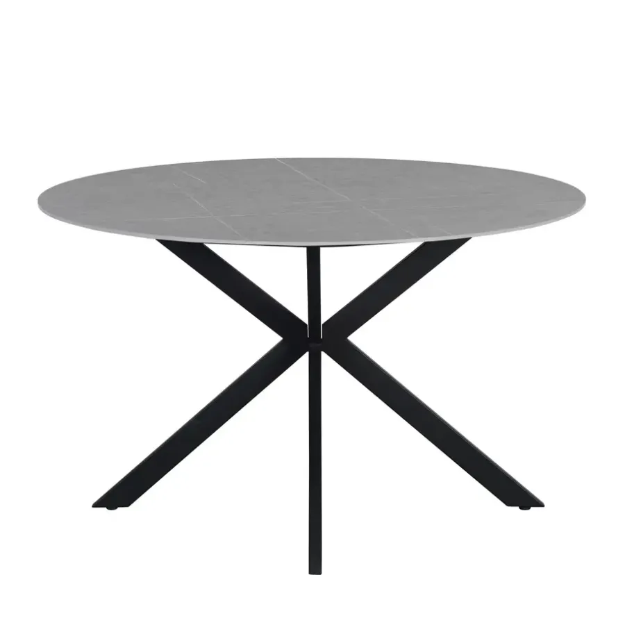 Dimehouse Ronde eettafel Yuna Ø130 cm marmerlook grijs - Stoneware - Grijs