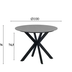 Dimehouse Ronde eettafel Yuna Ø130 cm marmerlook grijs - Stoneware - Grijs