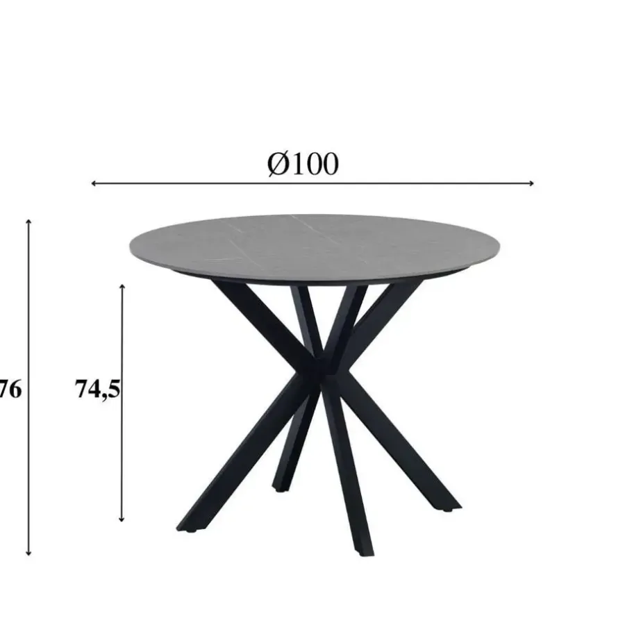Dimehouse Ronde eettafel Yuna Ø130 cm marmerlook grijs - Stoneware - Grijs