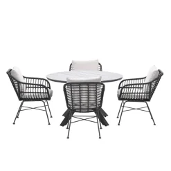 Garden Impressions Ronde 4-persoons tuinset - Edison tafel - 4 Margriet stoelen