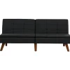 Slaapbanken|Slaapbanken-Beliani RONNE - Slaapbank 3-zits - Zwart - Polyester
