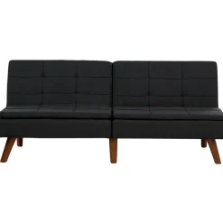Slaapbanken|Slaapbanken-Beliani RONNE - Slaapbank 3-zits - Zwart - Polyester