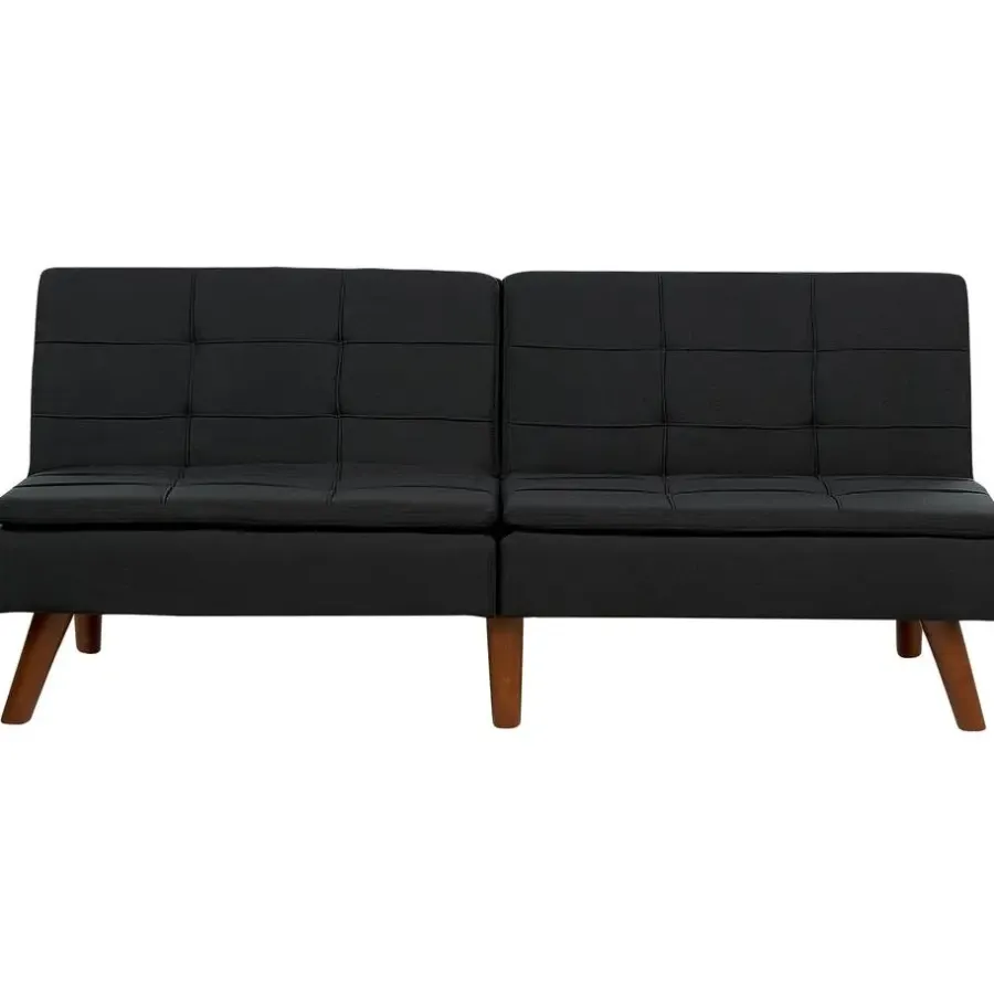 Slaapbanken|Slaapbanken-Beliani RONNE - Slaapbank 3-zits - Zwart - Polyester