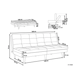 Slaapbanken|Slaapbanken-Beliani RONNE - Slaapbank 3-zits - Zwart - Polyester