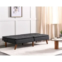 Slaapbanken|Slaapbanken-Beliani RONNE - Slaapbank 3-zits - Zwart - Polyester