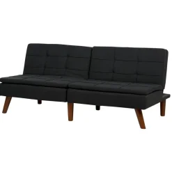 Slaapbanken|Slaapbanken-Beliani RONNE - Slaapbank 3-zits - Zwart - Polyester
