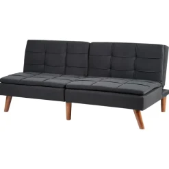 Slaapbanken|Slaapbanken-Beliani RONNE - Slaapbank 3-zits - Zwart - Polyester