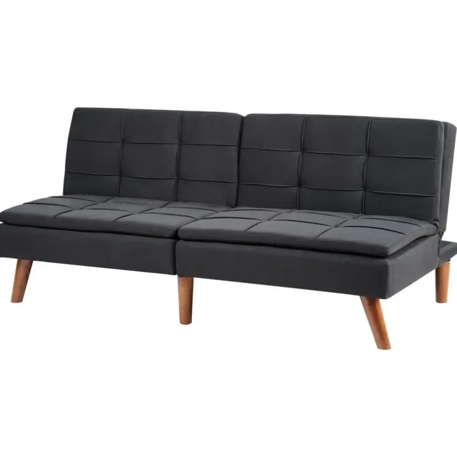 Slaapbanken|Slaapbanken-Beliani RONNE - Slaapbank 3-zits - Zwart - Polyester
