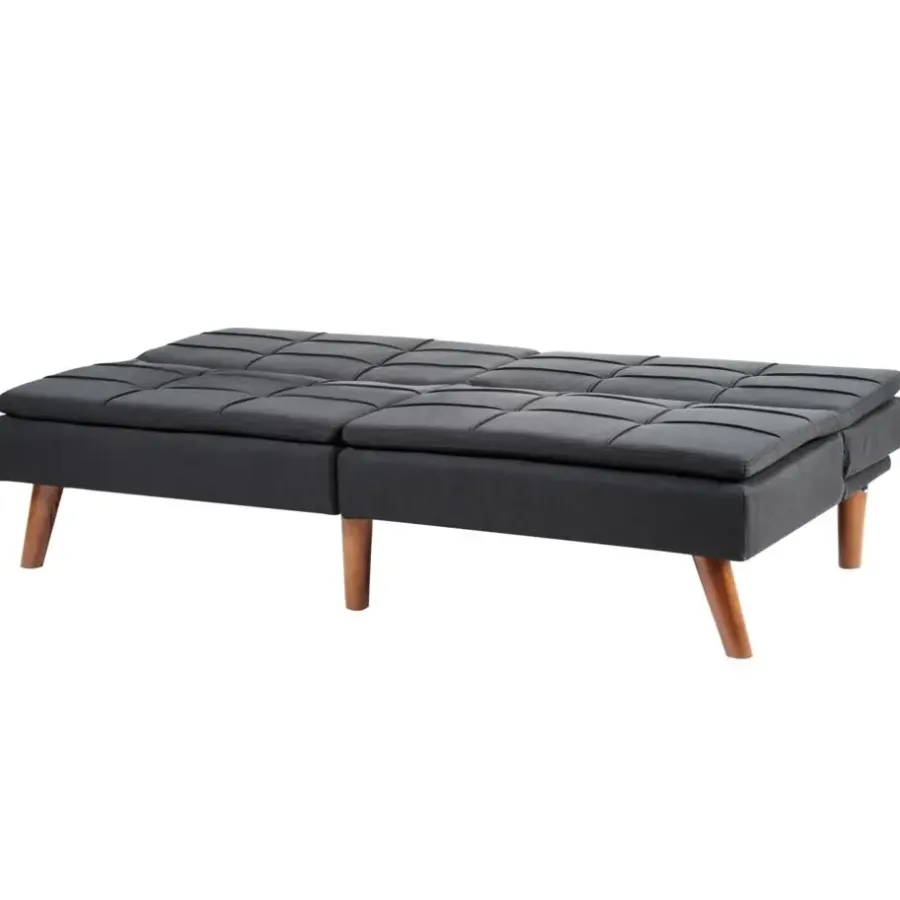 Slaapbanken|Slaapbanken-Beliani RONNE - Slaapbank 3-zits - Zwart - Polyester