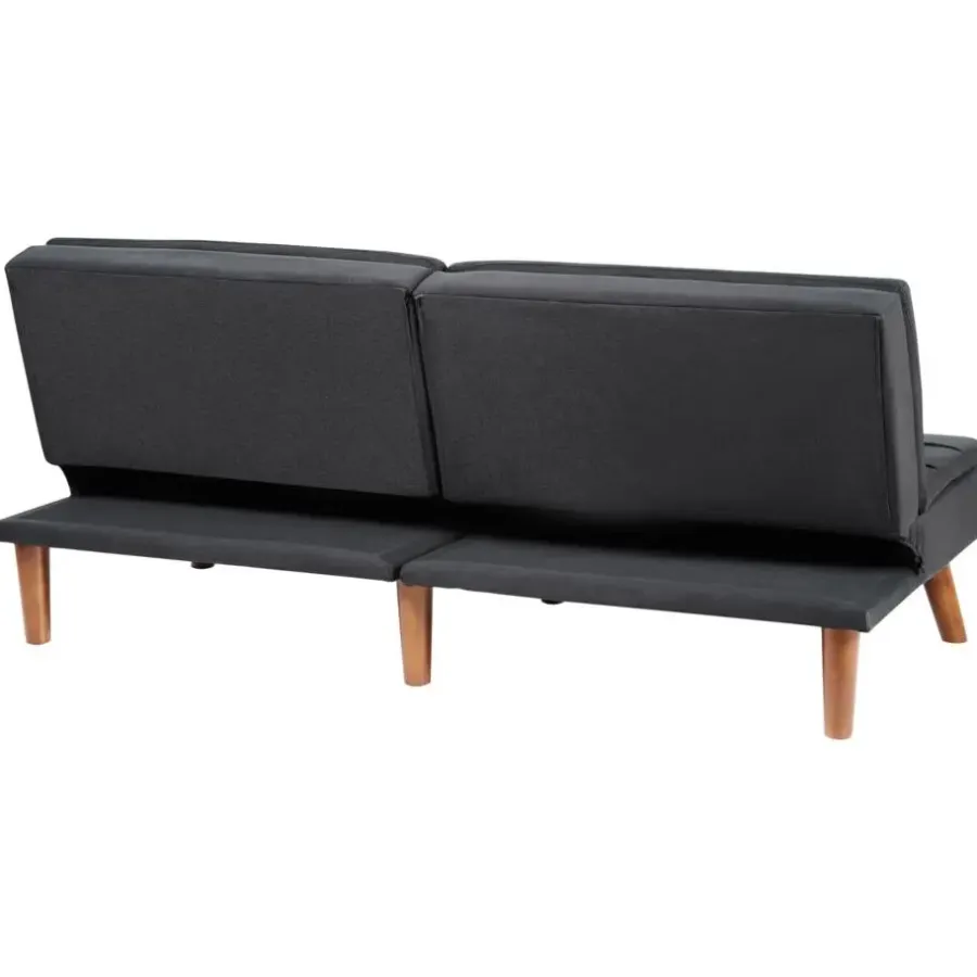 Slaapbanken|Slaapbanken-Beliani RONNE - Slaapbank 3-zits - Zwart - Polyester