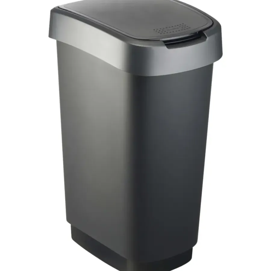 Prullenbakken-Rotho Afvalbak Twist 40 x 30 x 60 cm 50 l Polypropyleen Zilver