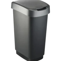 Prullenbakken-Rotho Afvalbak Twist 40 x 30 x 60 cm 50 l Polypropyleen Zilver