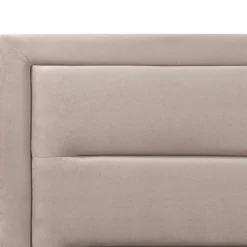 2-Persoons Bedden-Beliani ROUEN - Bed met opbergruimte - Beige - 180 x 200 cm - Fluweel