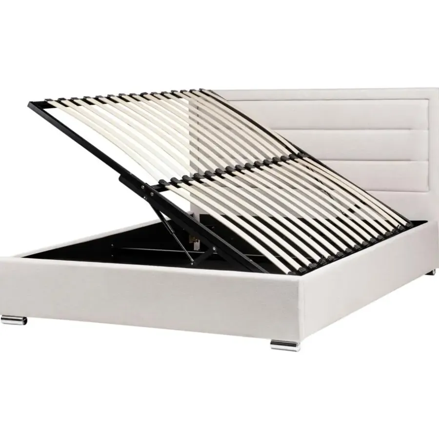 Leen Bakker ROUEN - Bed met opbergruimte - Lichtbeige - 160 x 200 cm - Polyester