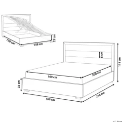 Leen Bakker ROUEN - Bed met opbergruimte - Lichtbeige - 160 x 200 cm - Polyester
