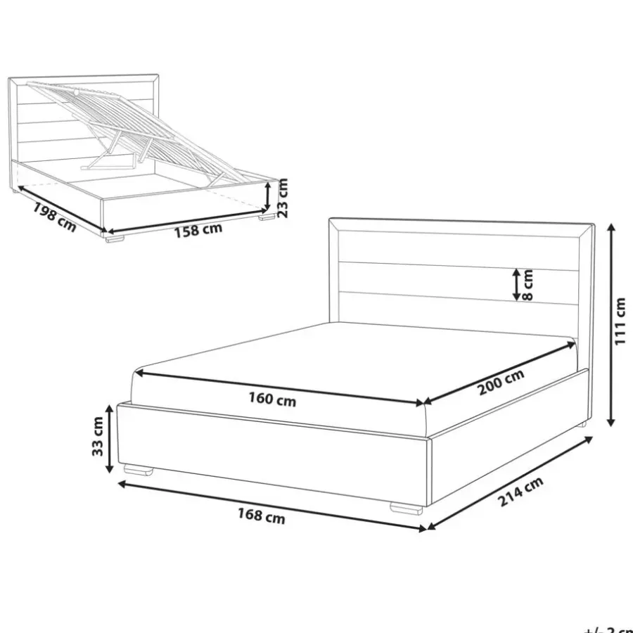 Leen Bakker ROUEN - Bed met opbergruimte - Lichtbeige - 160 x 200 cm - Polyester