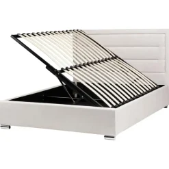 Twijfelaars-Leen Bakker ROUEN - Bed met opbergruimte - Lichtbeige - 140 x 200 cm - Polyester