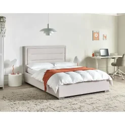 Twijfelaars-Leen Bakker ROUEN - Bed met opbergruimte - Lichtbeige - 140 x 200 cm - Polyester