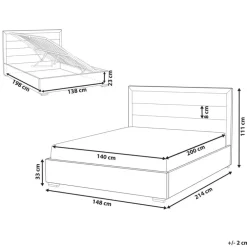 Twijfelaars-Leen Bakker ROUEN - Bed met opbergruimte - Lichtbeige - 140 x 200 cm - Polyester