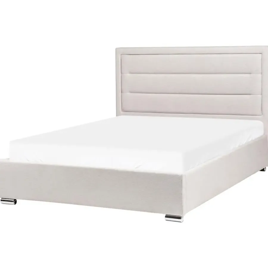 Twijfelaars-Leen Bakker ROUEN - Bed met opbergruimte - Lichtbeige - 140 x 200 cm - Polyester