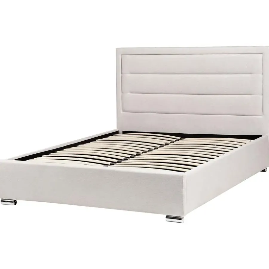 Twijfelaars-Leen Bakker ROUEN - Bed met opbergruimte - Lichtbeige - 140 x 200 cm - Polyester
