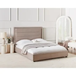 Twijfelaars-Leen Bakker ROUEN - Tweepersoonsbed - Taupe - 140 x 200 cm - Fluweel