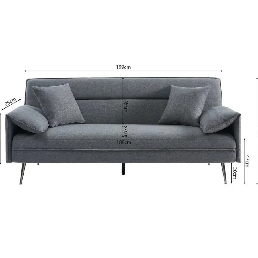 Rousseau Grijs Sivas Slaapbank - Eucalyptus Frame - H-H 95 x B-L 199 x D-P 89 cm