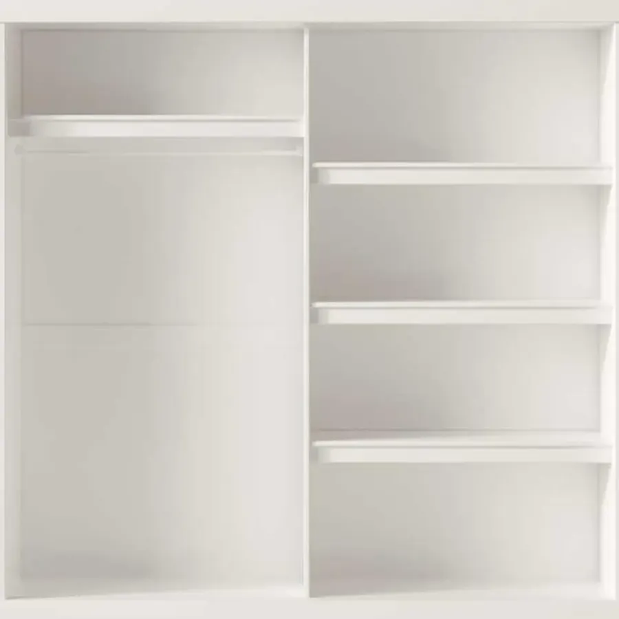 Rousseau Kledingkast Mike - 183 x 53 x 198 cm - Met spiegel - Wit