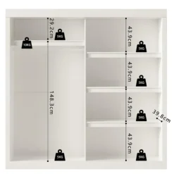 Rousseau Kledingkast Mike - 183 x 53 x 198 cm - Met spiegel - Wit