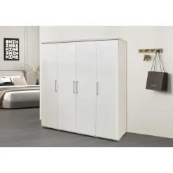 Kledingkasten|Kledingkasten-Rousseau Kledingkast Nikkie - 183x160x52cm - 4 deuren - wit