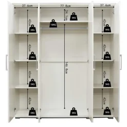 Kledingkasten|Kledingkasten-Rousseau Kledingkast Nikkie - 183x160x52cm - 4 deuren - wit