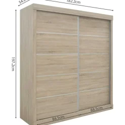 Schuifdeurkasten-Rousseau Schuifdeurkast Mike - 182,5 x 52,5 cm x 197,5 cm - Sonoma-afwerking