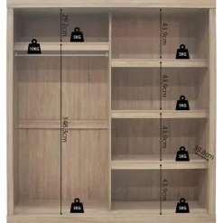 Schuifdeurkasten-Rousseau Schuifdeurkast Mike - 182,5 x 52,5 cm x 197,5 cm - Sonoma-afwerking