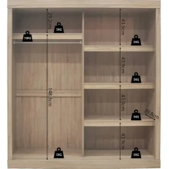 Schuifdeurkasten-Rousseau Schuifdeurkast Mike - 182,5 x 52,5 cm x 197,5 cm - Sonoma-afwerking