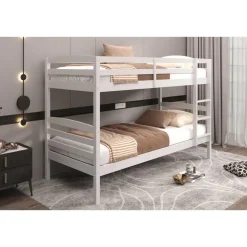 Kinderbedden-Rousseau Stapelbed Roy 90x200 - splitsbaar - wit grenen