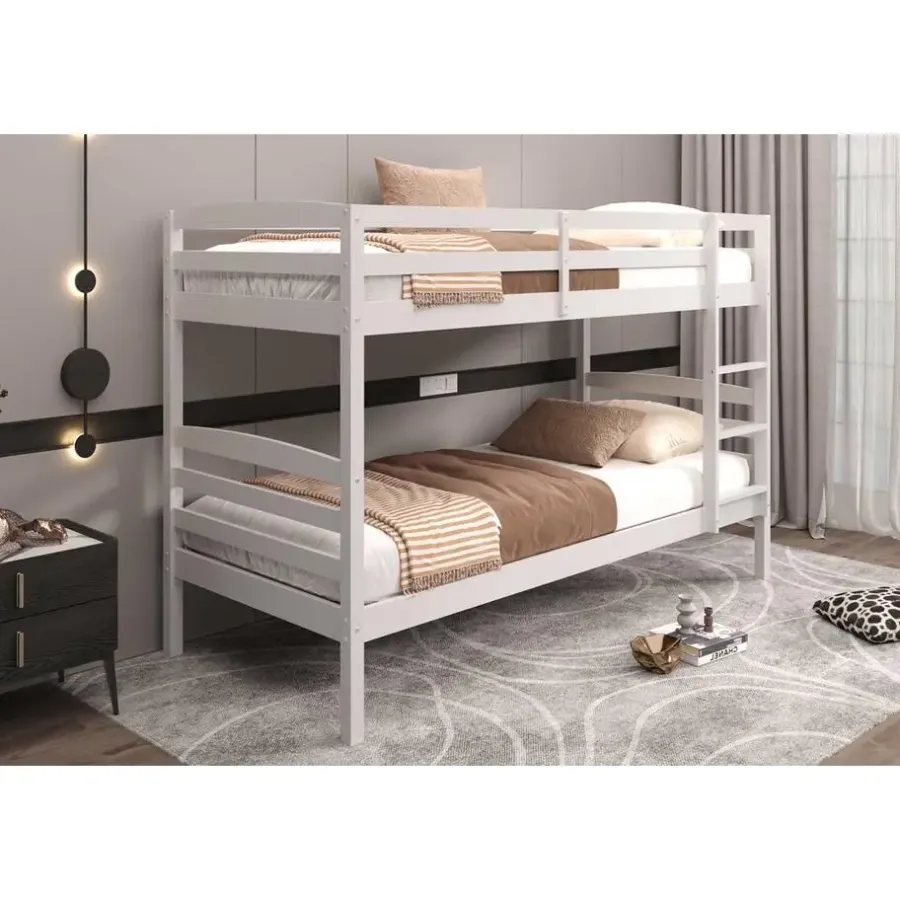 Kinderbedden-Rousseau Stapelbed Roy 90x200 - splitsbaar - wit grenen